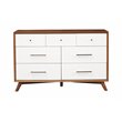 Pemberly Row Modern 7 Drawer Two Tone Wood Dresser in Acorn-White