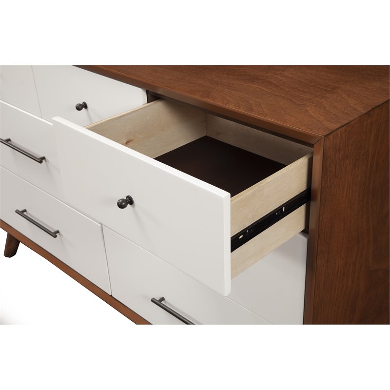 Pemberly Row Modern 7 Drawer Two Tone Wood Dresser in Acorn-White