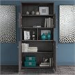 Pemberly Row 5 Shelf Bookcase with Doors in Storm Gray - Engineered Wood