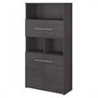 Pemberly Row 5 Shelf Bookcase with Doors in Storm Gray - Engineered Wood