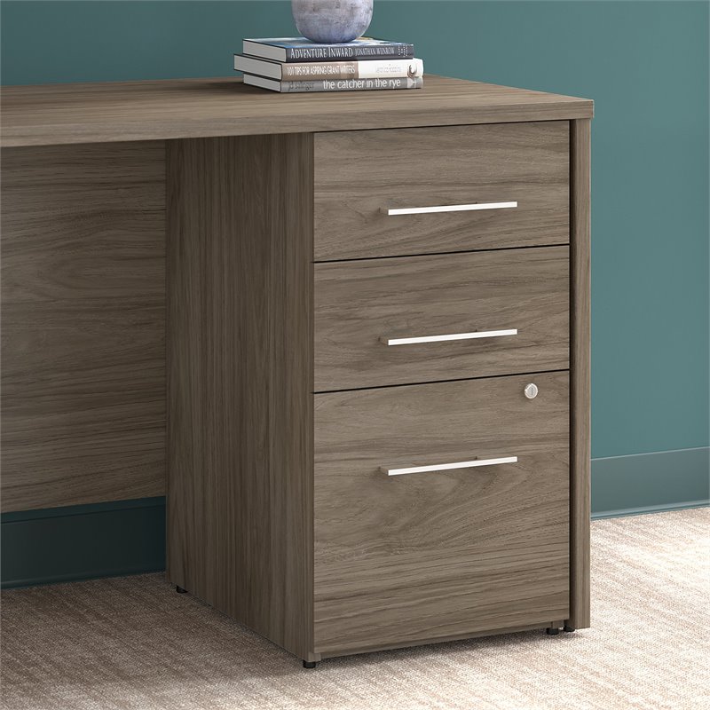 Pemberly Row 16W 3 Drawer File Cabinet in Modern Hickory - Engineered Wood
