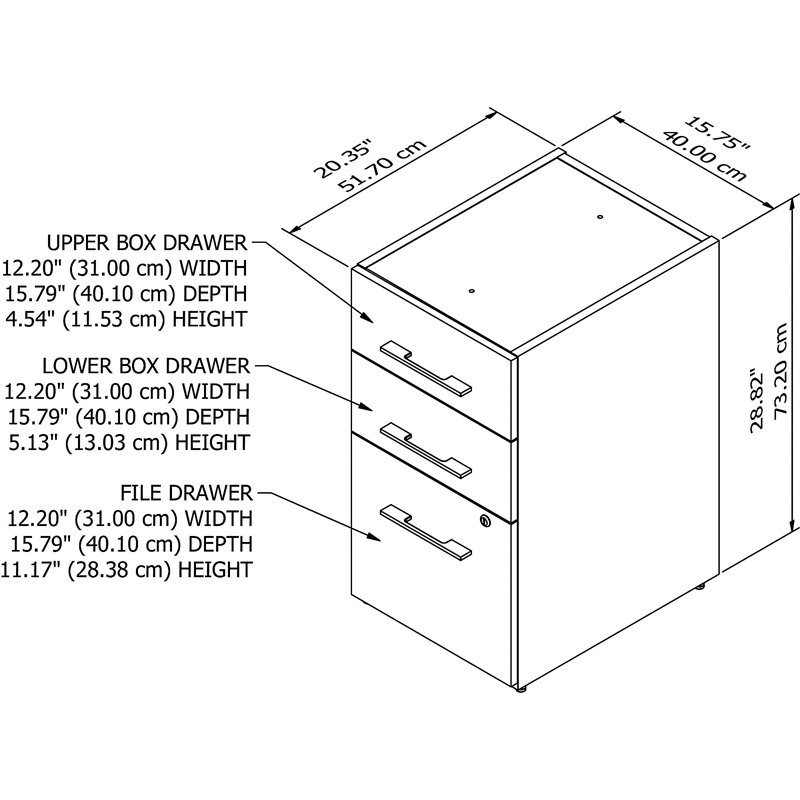 Pemberly Row 16W 3 Drawer File Cabinet in Modern Hickory - Engineered Wood