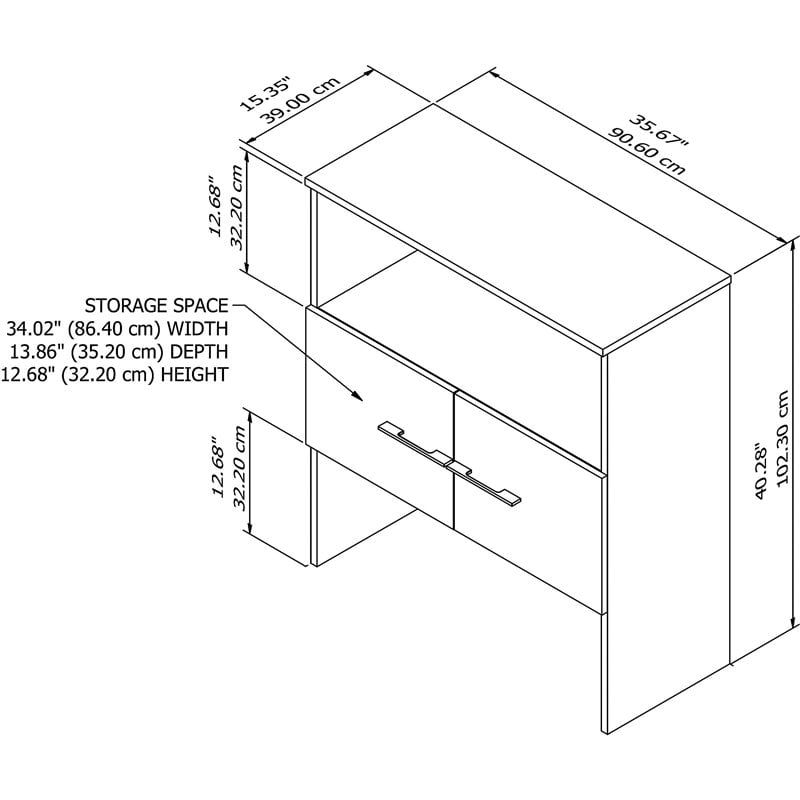 Pemberly Row 36W Bookcase Hutch in Storm Gray - Engineered Wood