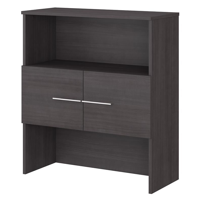 Pemberly Row 36W Bookcase Hutch in Storm Gray - Engineered Wood