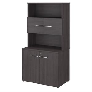 Pemberly Row Tall Storage Cabinet with Doors in Storm Gray - Engineered Wood