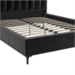 Pemberly Row Contemporary Upholstered Queen Bed in Black Velvet