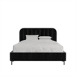 Pemberly Row Contemporary Upholstered Queen Bed in Black Velvet