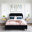 Pemberly Row Contemporary Upholstered Queen Bed in Black Velvet