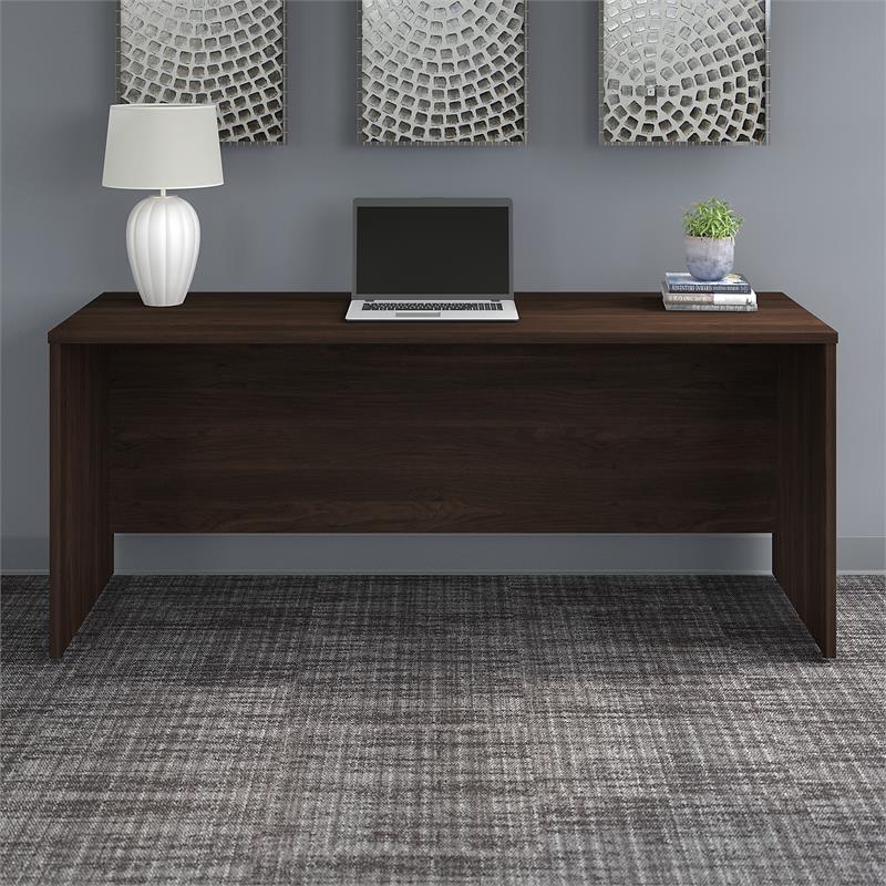 Pemberly Row 72W x 24D Credenza Desk in Black Walnut - Engineered Wood