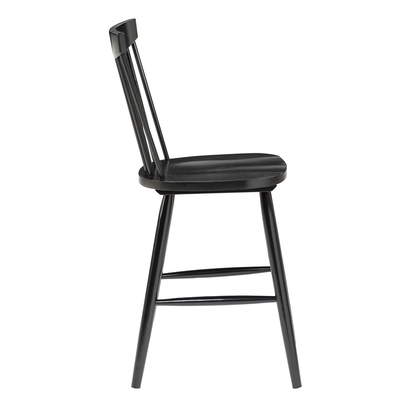 Pemberly Row Contemporary Counter Wood Stool in Black Finish