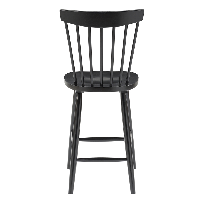 Pemberly Row Contemporary Counter Wood Stool in Black Finish