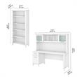 Pemberly Row 72W Desk with Hutch and Bookcase in White - Engineered Wood