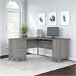 Pemberly Row 60W L Shaped Desk with Storage in Platinum Gray - Engineered Wood