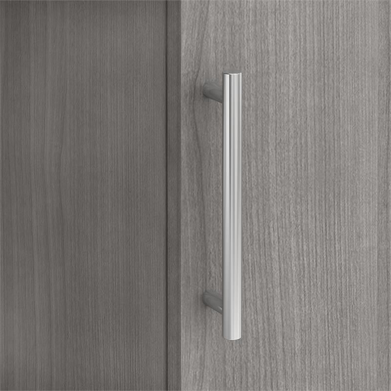 Pemberly Row 60W L Shaped Desk with Storage in Platinum Gray - Engineered Wood