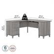 Pemberly Row 60W L Shaped Desk with Storage in Platinum Gray - Engineered Wood