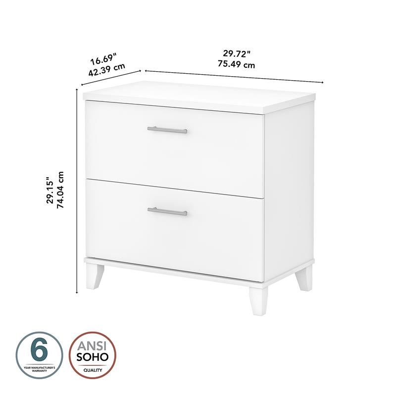 Pemberly Row 2 Drawer Lateral File Cabinet in White - Engineered Wood