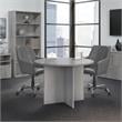 Pemberly Row 42W Round Conference Table with Wood Base in Platinum Gray - Wood