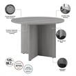 Pemberly Row 42W Round Conference Table with Wood Base in Platinum Gray - Wood