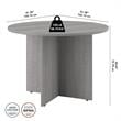 Pemberly Row 42W Round Conference Table with Wood Base in Platinum Gray - Wood