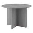 Pemberly Row 42W Round Conference Table with Wood Base in Platinum Gray - Wood