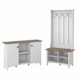 Pemberly Row Hall Tree with Shoe Bench & Cabinet in White/Shiplap - Wood