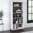 Pemberly Row Tall 5 Shelf Bookcase in White and Storm Gray - Engineered Wood