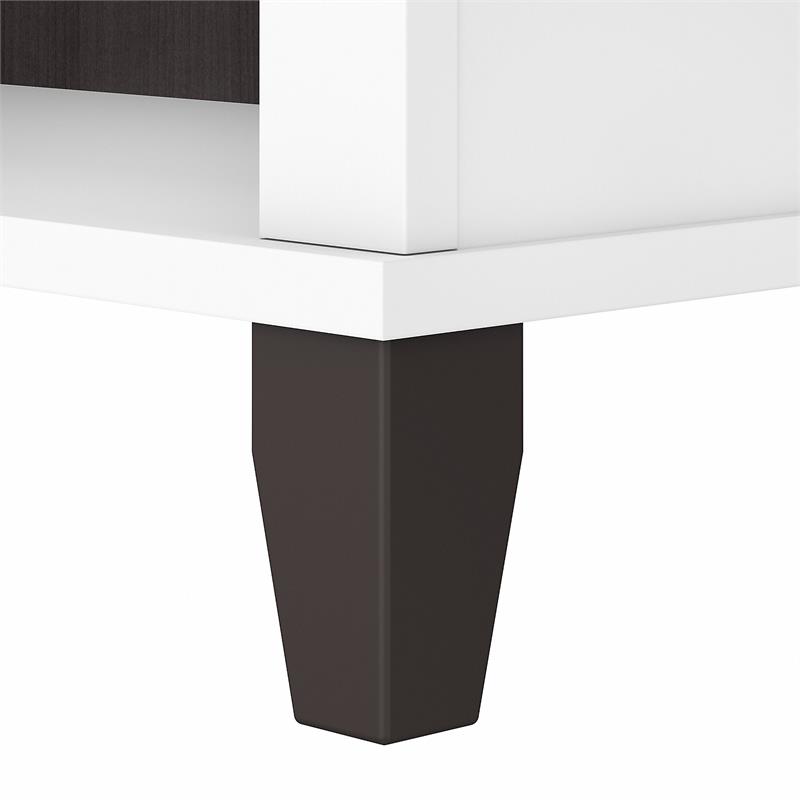 Pemberly Row Tall 5 Shelf Bookcase in White and Storm Gray - Engineered Wood
