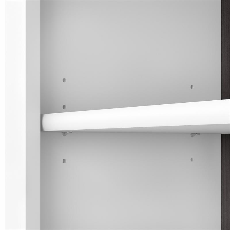 Pemberly Row Tall 5 Shelf Bookcase in White and Storm Gray - Engineered Wood