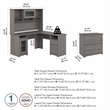 Pemberly Row L Desk with Hutch and File Cabinet in Modern Gray - Engineered Wood