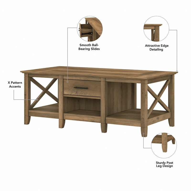 Pemberly Row Coffee Table with End Tables in Reclaimed Pine - Engineered Wood