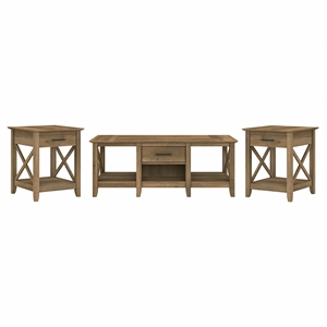 Pemberly Row Coffee Table with End Tables in Reclaimed Pine - Engineered Wood