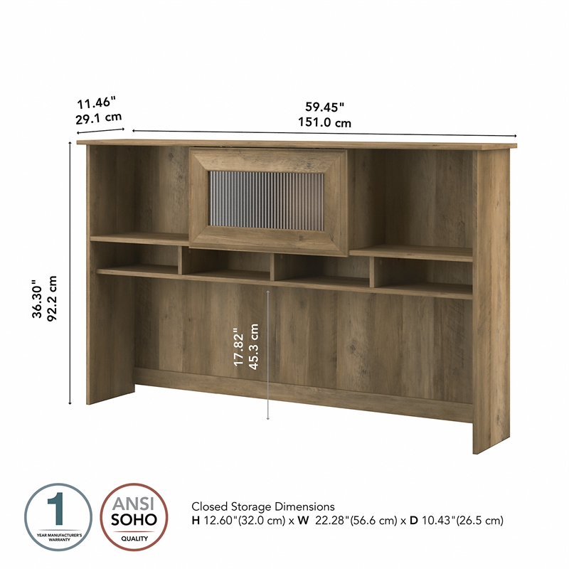 Pemberly Row Modern 60W Hutch in Reclaimed Pine - Engineered Wood