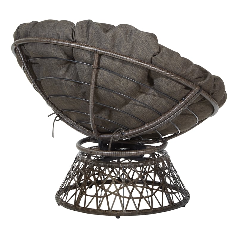 Pemberly Row Chair with Brown Round Pillow Cushion and Brown Resin Wicker Weave