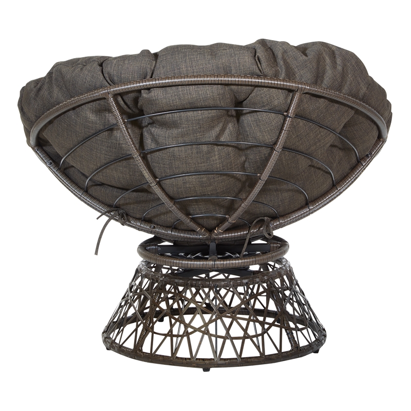 Pemberly Row Chair with Brown Round Pillow Cushion and Brown Resin Wicker Weave