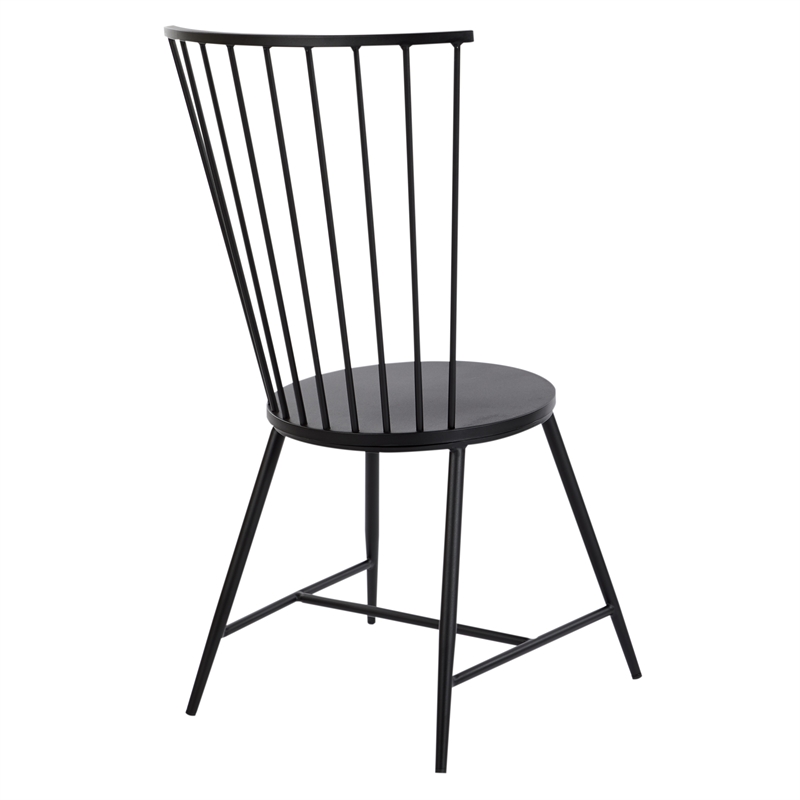 Pemberly Row Contemporary Metal Dining Chair with Black Finish