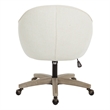 Pemberly Row Office Chair in Linen Cream Fabric with Gray Brush Wood Base KD