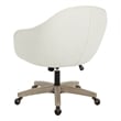 Pemberly Row Office Chair in Linen Cream Fabric with Gray Brush Wood Base KD