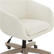 Pemberly Row Office Chair in Linen Cream Fabric with Gray Brush Wood Base KD