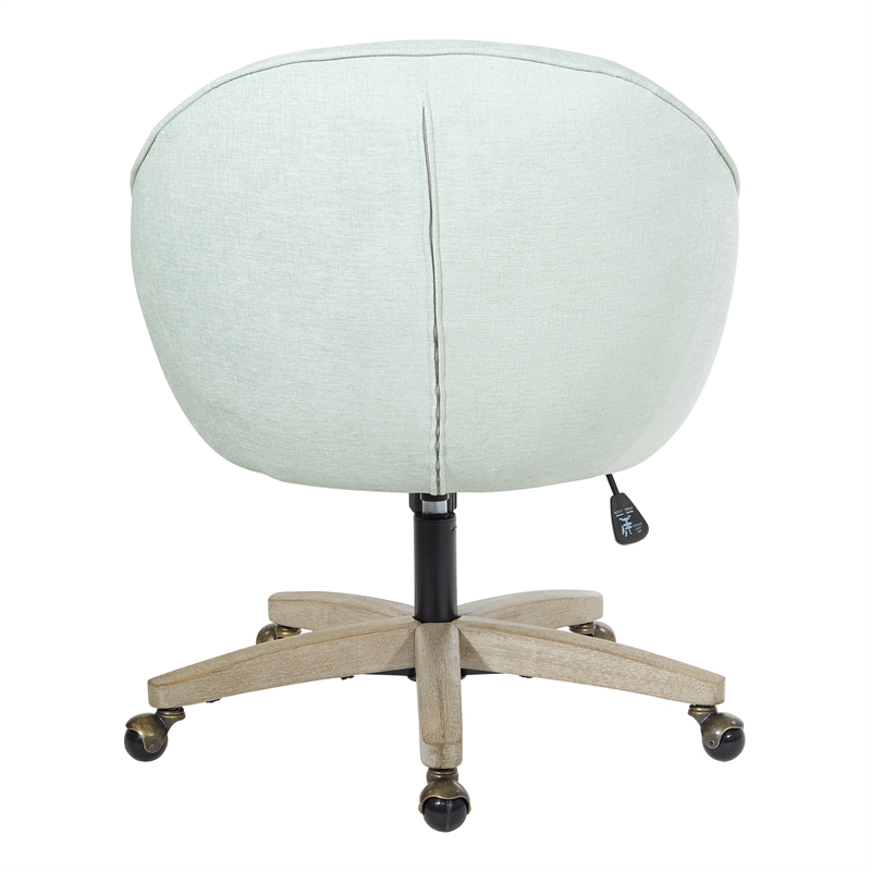 Pemberly Row Office Chair in Mint Blue Fabric with Gray Brush Wood Base KD