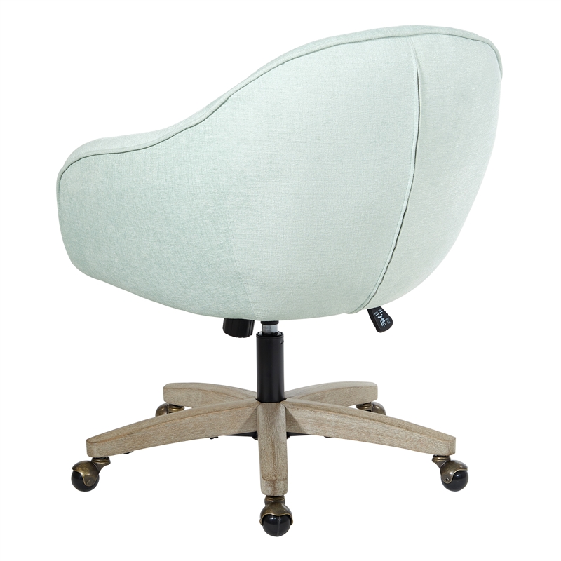 Pemberly Row Office Chair in Mint Blue Fabric with Gray Brush Wood Base KD