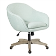 Pemberly Row Office Chair in Mint Blue Fabric with Gray Brush Wood Base KD