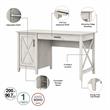 Pemberly Row 54W Computer Desk with Lateral File Cabinet in White - Wood