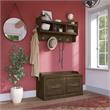 Pemberly Row 40W Shoe Bench with Doors and Coat Rack in Ash Brown - Wood