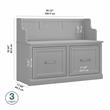 Pemberly Row 40W Entryway Bench with Doors in Gray - Engineered Wood