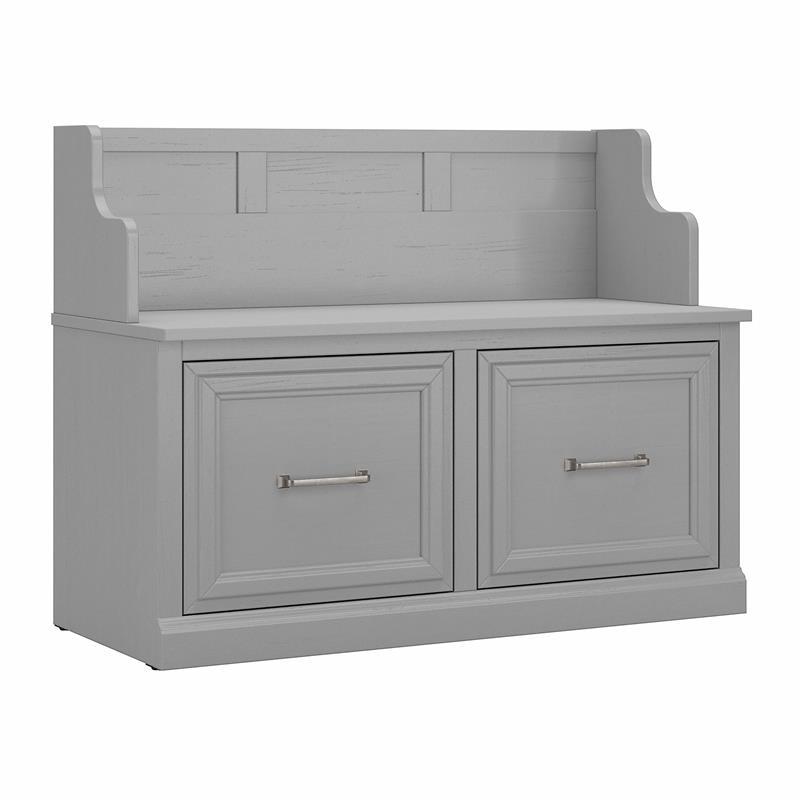 Pemberly Row 40W Entryway Bench with Doors in Gray - Engineered Wood