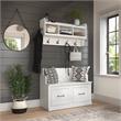 Pemberly Row Entryway Bench with Doors and Wall Shelf in White Ash - Wood