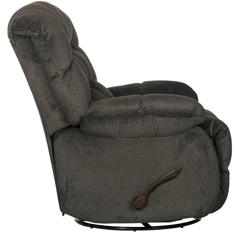 Pemberly Row Chaise Swivel Glider Recliner in Gray Polyester Fabric