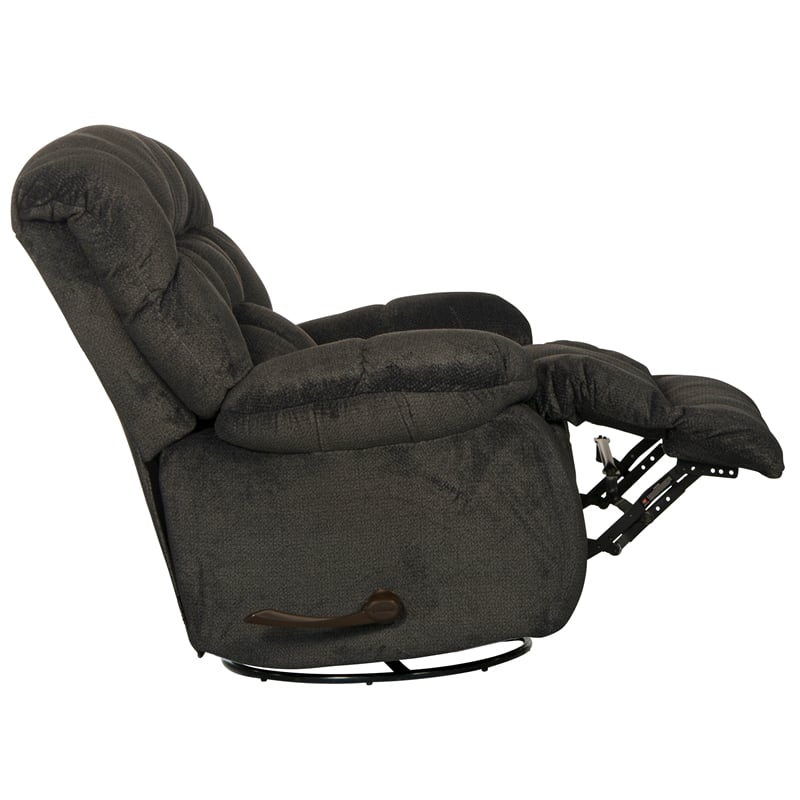 Pemberly Row Chaise Swivel Glider Recliner in Gray Polyester Fabric