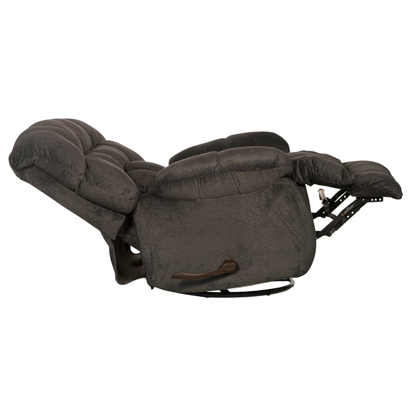 Pemberly Row Chaise Swivel Glider Recliner in Gray Polyester Fabric