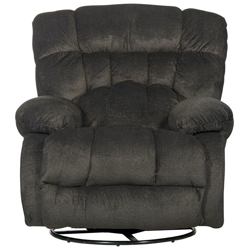 Pemberly Row Chaise Swivel Glider Recliner in Gray Polyester Fabric